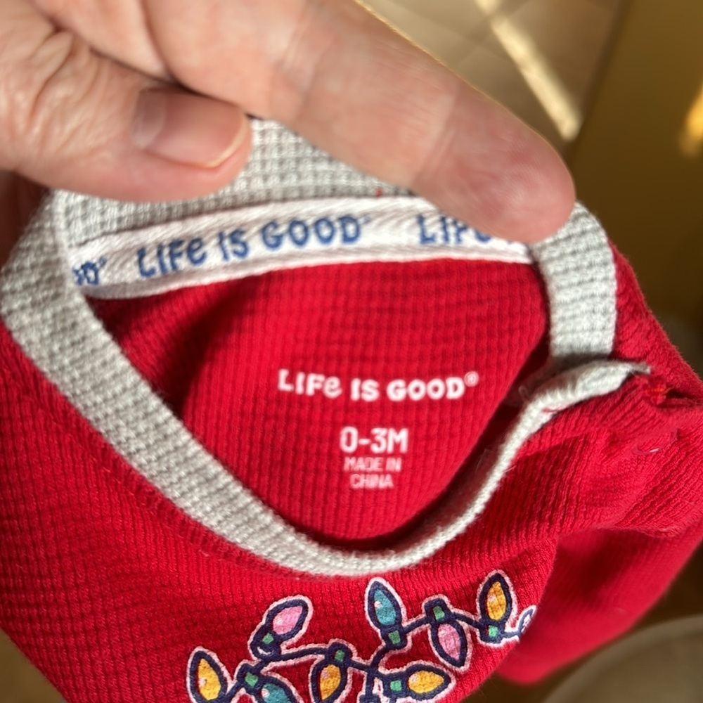 Life Is Good Baby Christmas Lights Heart Thermal Waffle Knit Bodysuit 0-3M - Picture 7 of 9